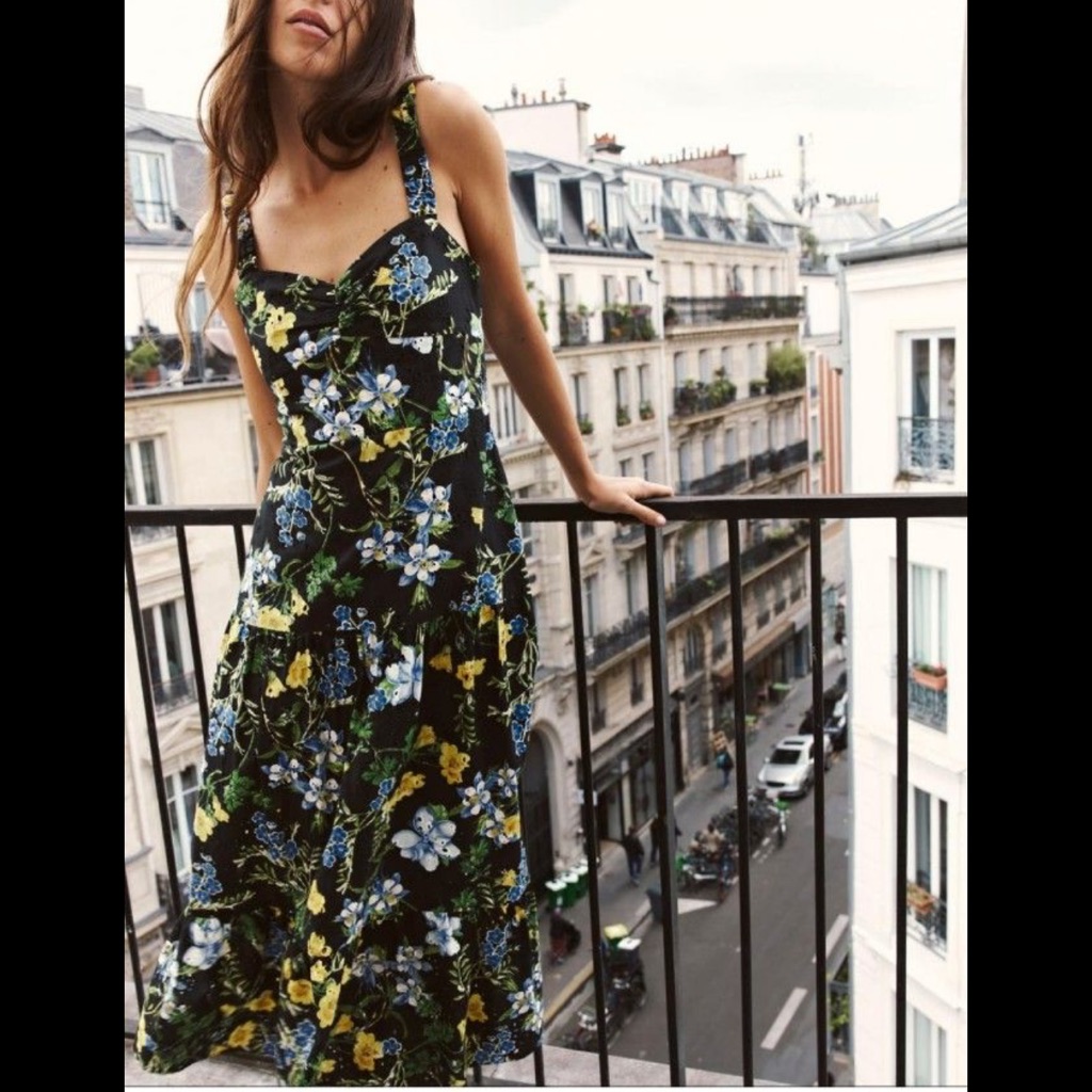 Nwt Zara Mini Floral Print Dress
